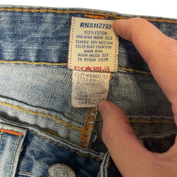 Vintage True Religion Denim Mini Skirt Distressed‎ Size 28 M0220 - Picture 7 of 7